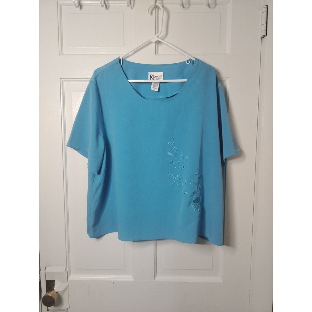 VTG Maggie Sweet Set Of 2 Blue Blazer & Blouse SZ 1X Polyester Made In USA -Read - Picture 5 of 16